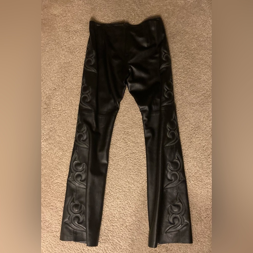 bebe Black Leather Low-Rise Lace-Up Bootcut Pants | Y2K | Size 8 - Picture 4 of 14